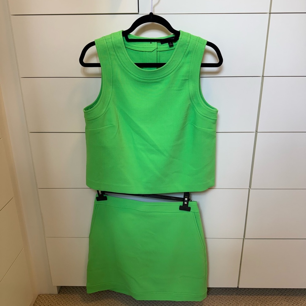 Banana Republic Neon Green Top and Skirt Set
